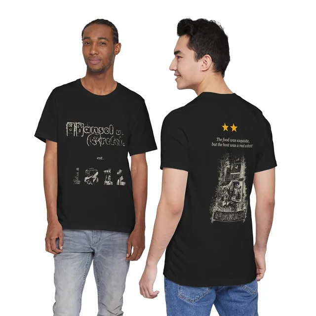 The food was exquisite, but the host was a real witch! — Hänsel und Gretel (Kinder- und Hausmärchen, KHM 15) design printed on a t-shirt
